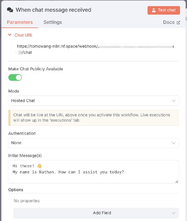 n8n chat trigger config n8n chat trigger config