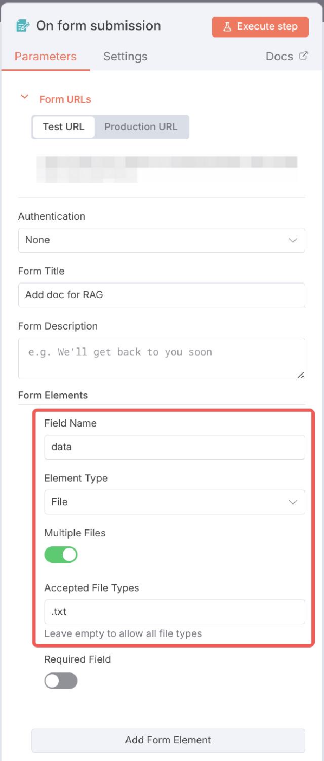 rag form settings rag form settings