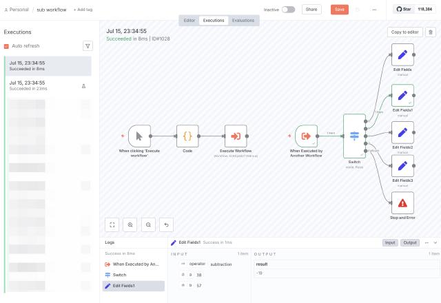 n8n sub workflow log n8n sub workflow log